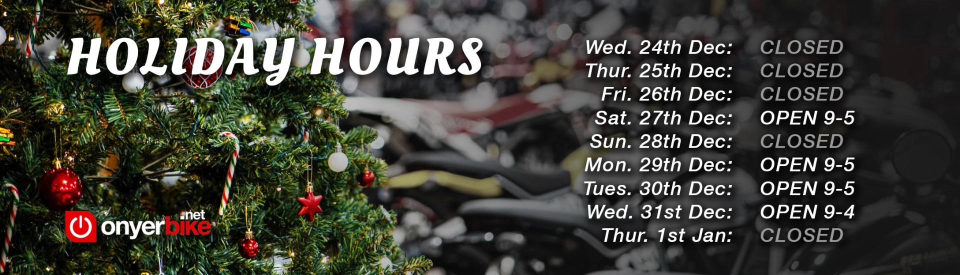 Holiday Opening Hours