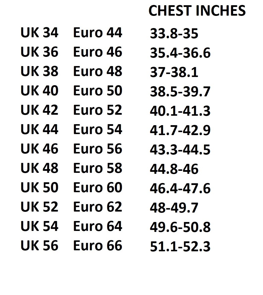 Sizing Information