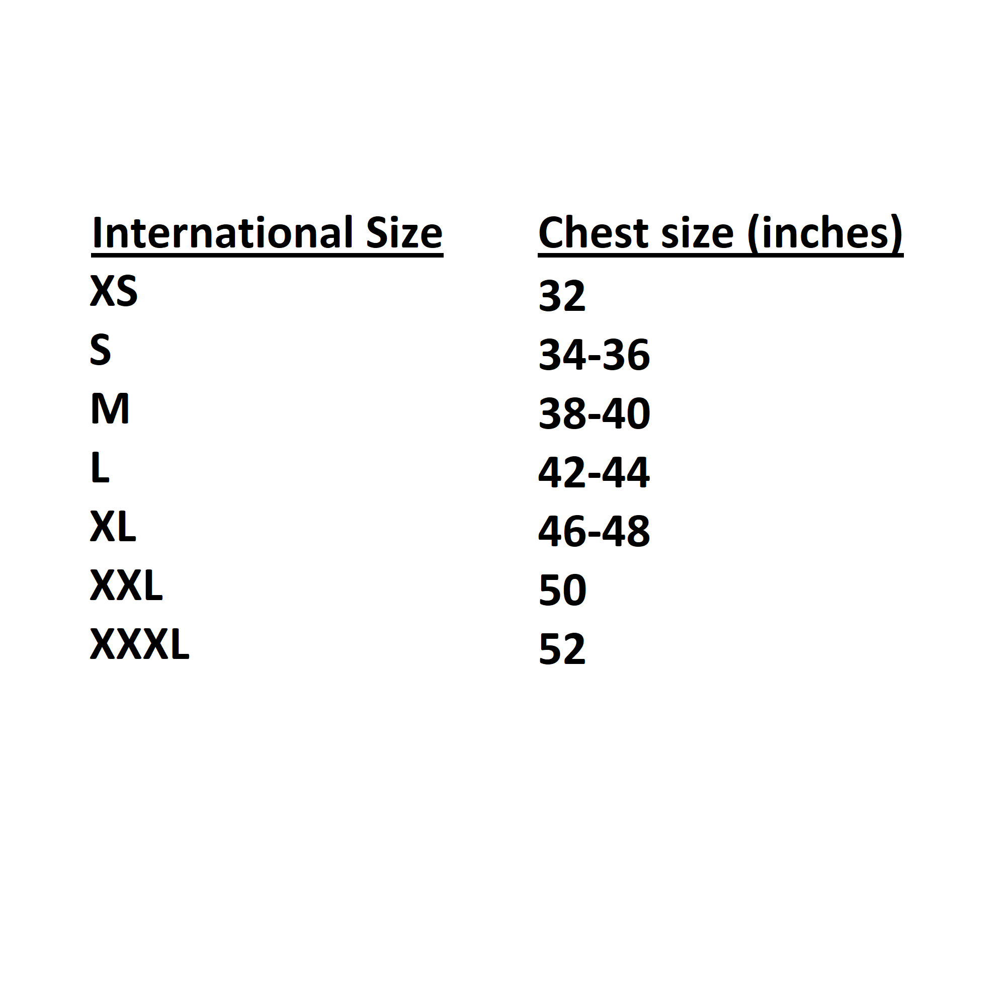 Sizing Information