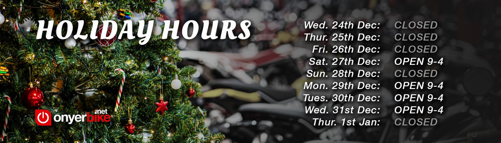 Holiday Opening Hours